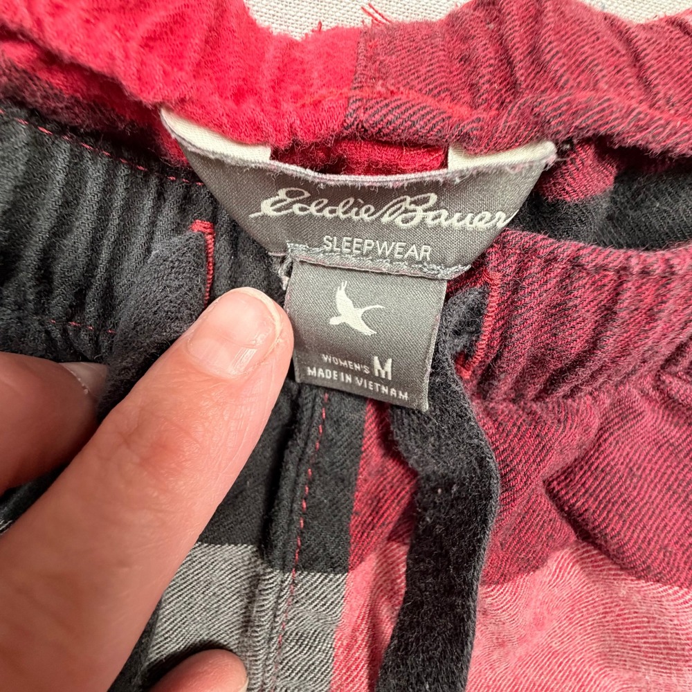 Eddie Bauer Sleepwear Mens Red Black Buffalo Plaid Pajama Lounge Pants Size M - Picture 2 of 7